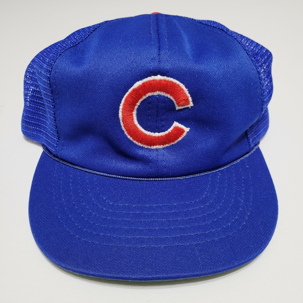 Vintage Chicago Cubs Baseball Hat Snapback Mesh Blue Cap 80's 90's Simple MLB